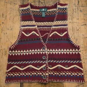 HUNT CLUB Vintage 90s‎ Women's Sz M Fall Grandpa Core Teacher Sweater Vest